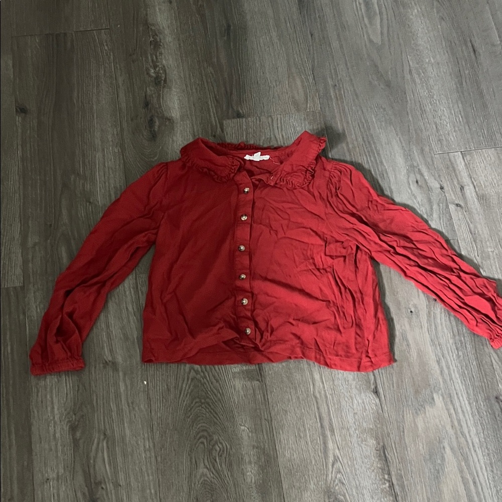Red Button-Up Blouse